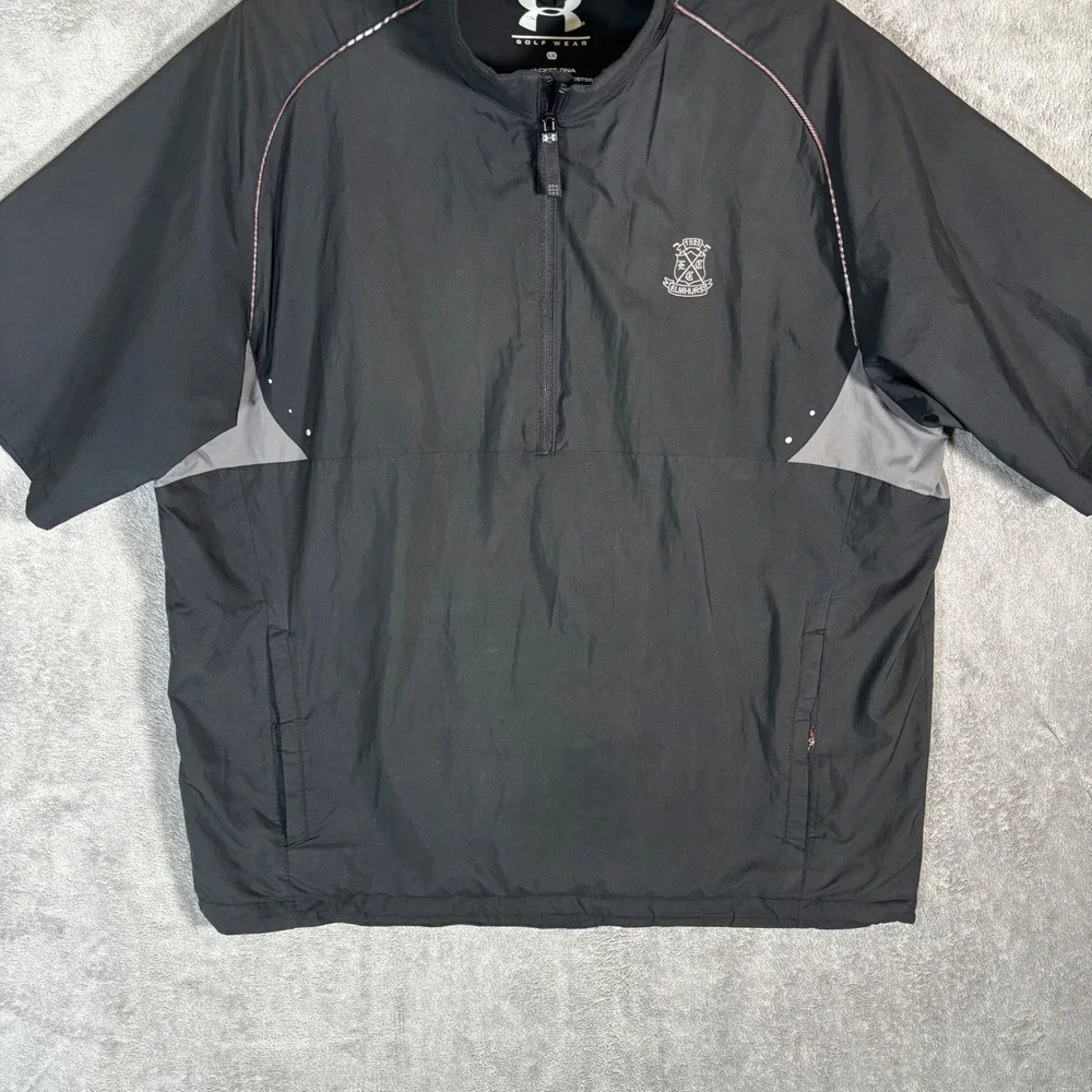 Under Armour Golf Jacket DNA Mens Large Black Short Sleeve 1/4 Zip Windshirt